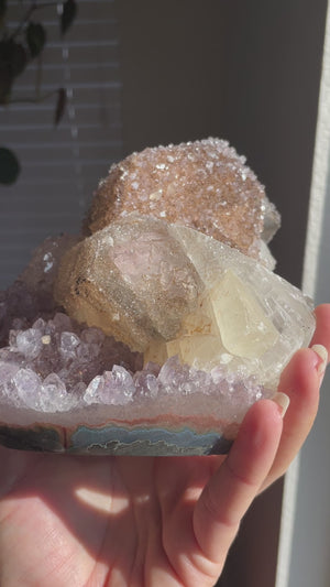 Amethyst and Calcite Display Piece from Uruguay