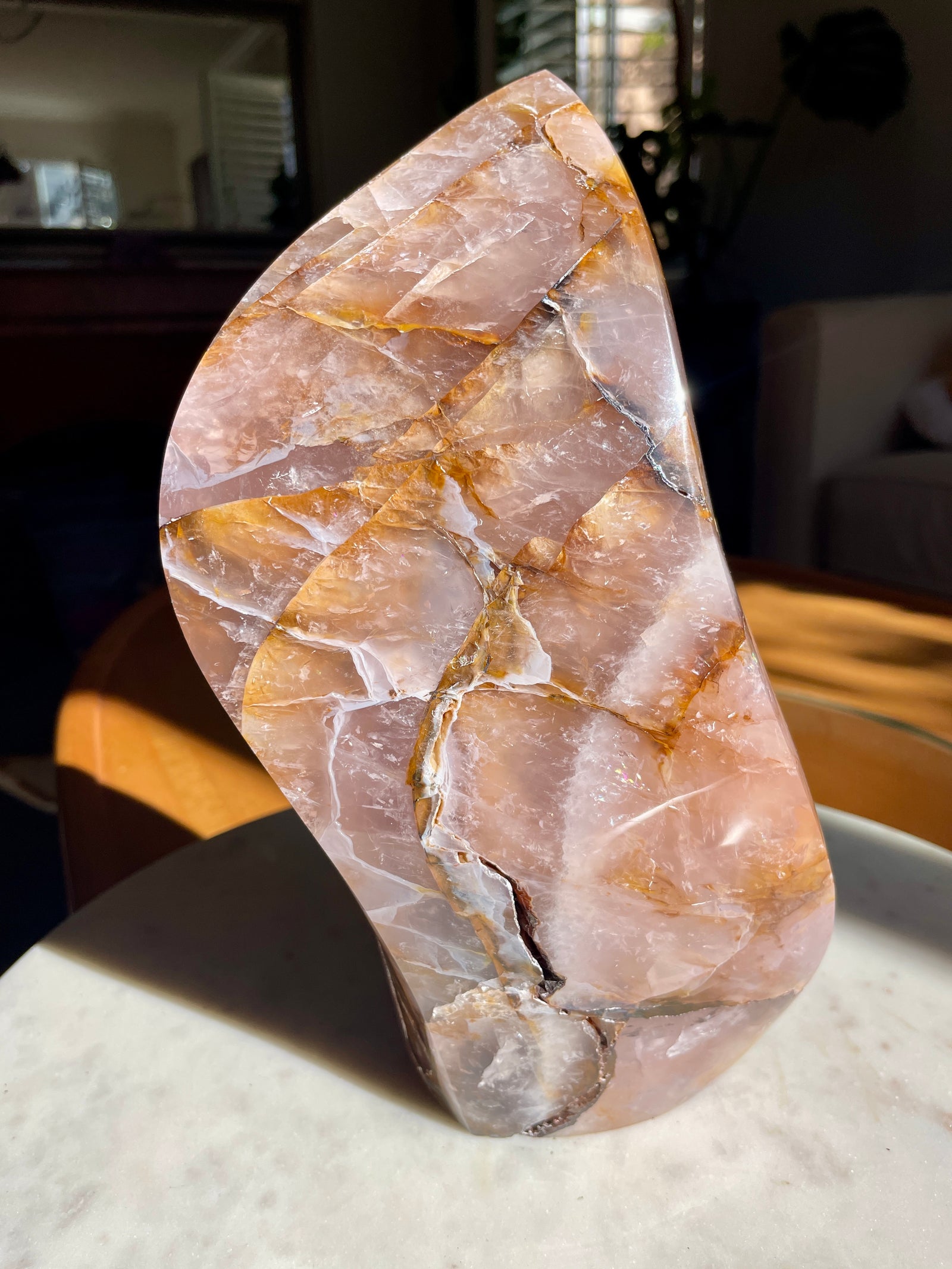 Golden Healer Rose Quartz Freeform