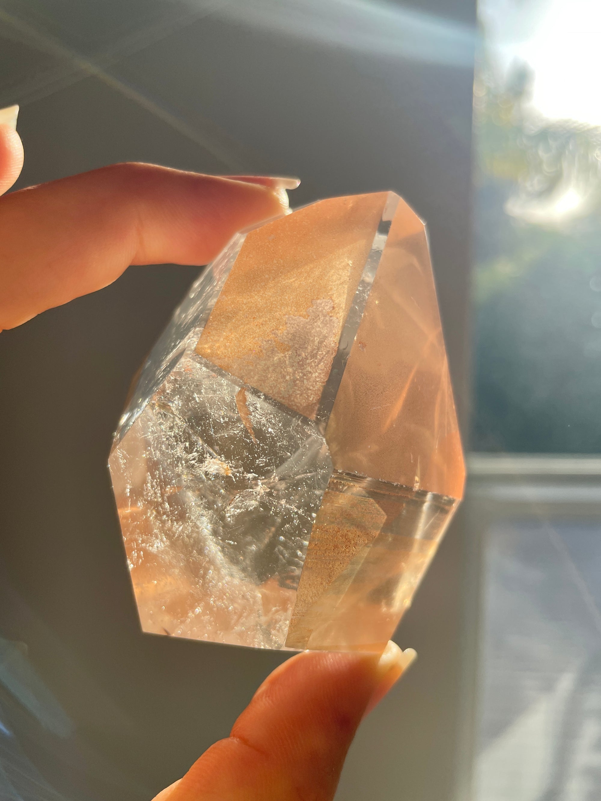Partially Polished Tangerine Lemurian with Phantom