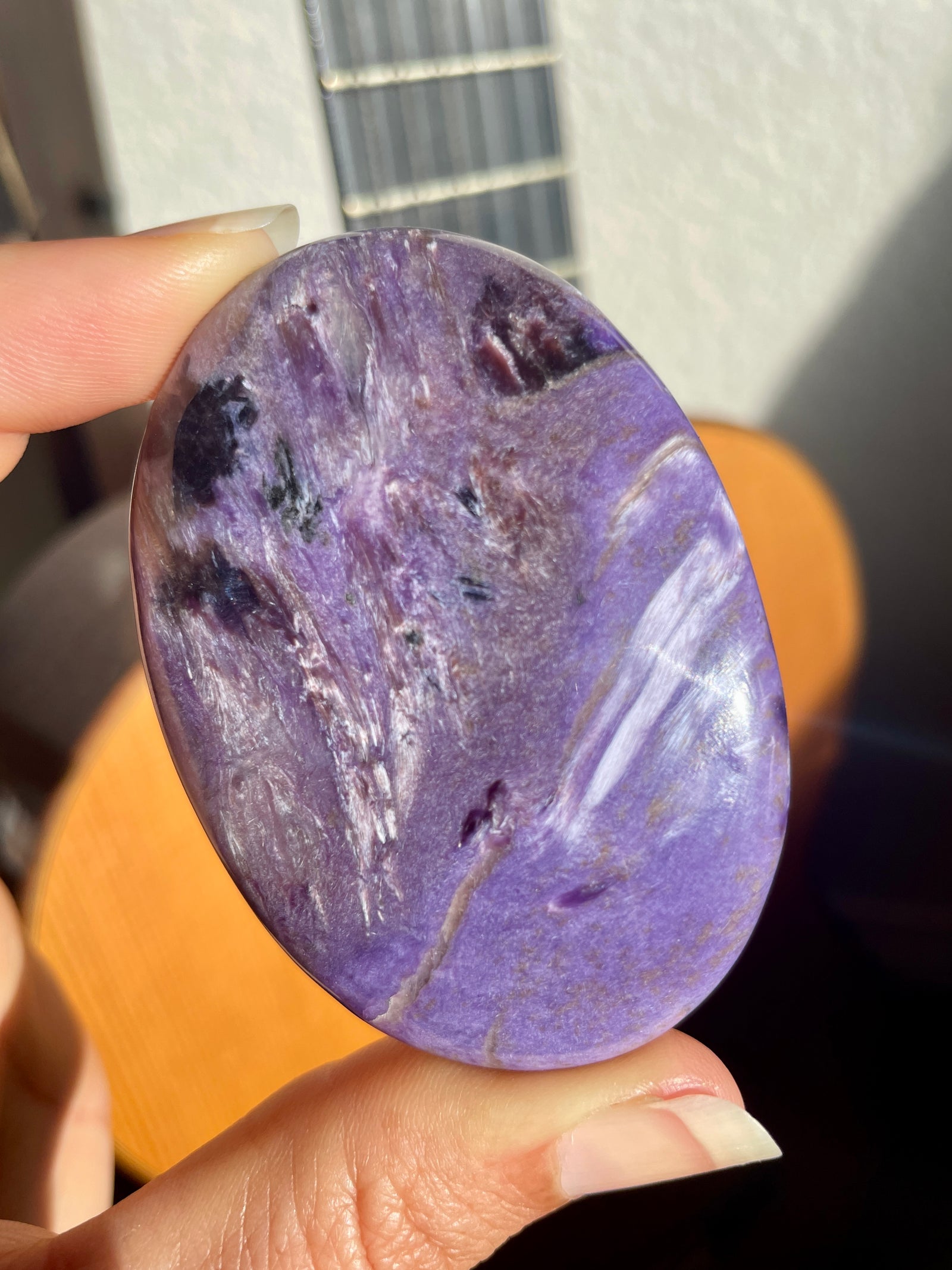 Chatoyant Charoite Palm Stone