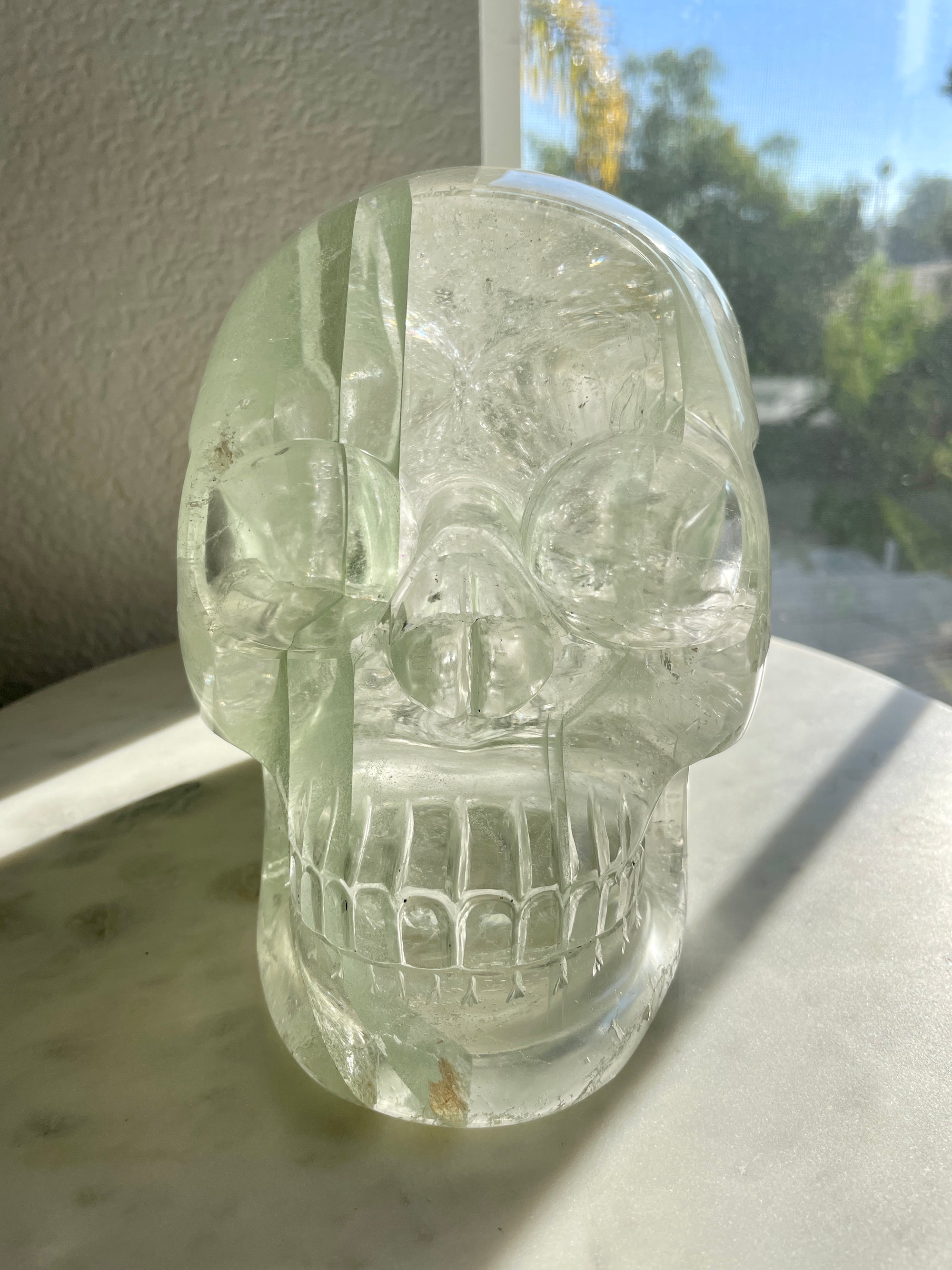 Human Size Himalayan Quartz Chlorite Phantom Skull