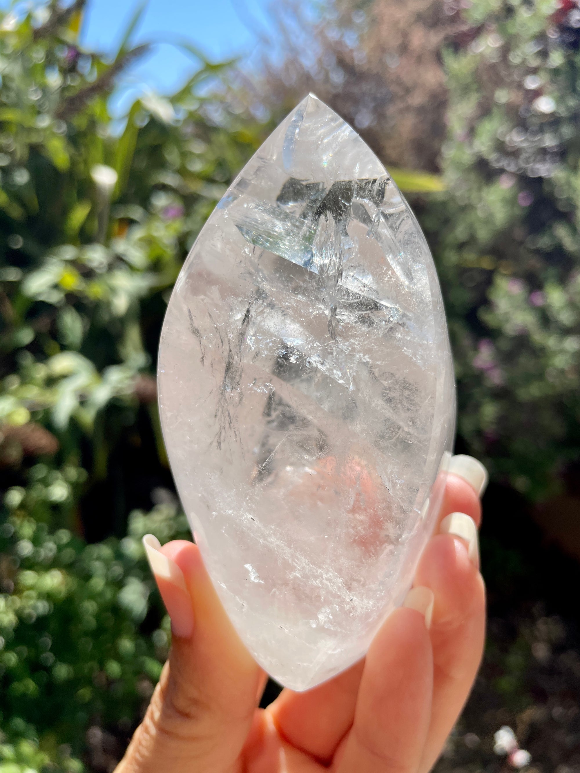 Clear Quartz Flame With 3 Penetrator Crystals