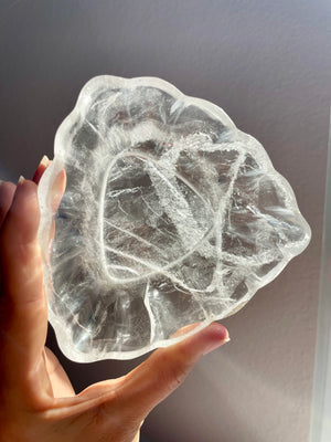 Himalayan Quartz Triangle Shaped with Scalloped Edge Bowl