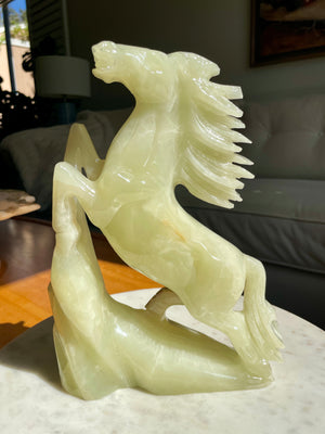 Green Onyx Horse Carving