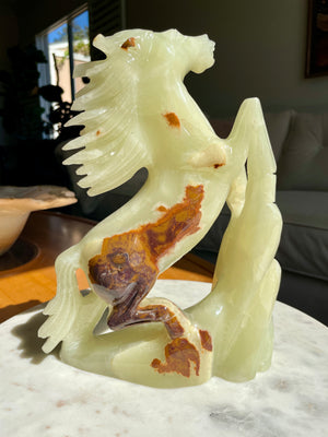 Green Onyx Horse Carving