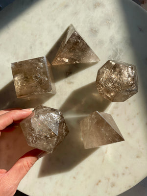 Smoky Quartz Sacred Geometry Platonic Solid Set