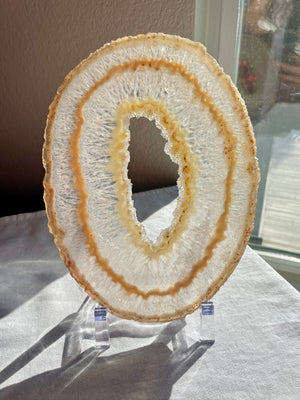 Stunning Quartz & Agate Slice with Stand