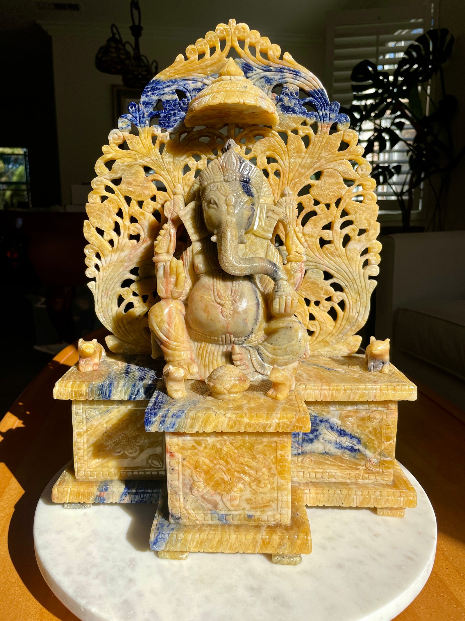 Phenomenal Yellow Sodalite Ganesha Carving
