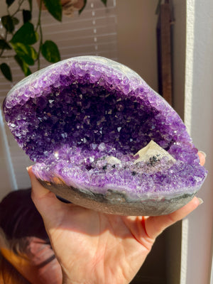 Amethyst Geode with Calcite & Goethite