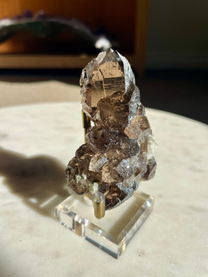 Mont Blanc Smoky Quartz Cluster with Hematite and Epidote