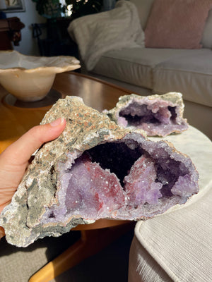 Moroccan Amethyst Geode Pair