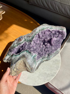 Amethyst Cluster Display Piece with Green Agate