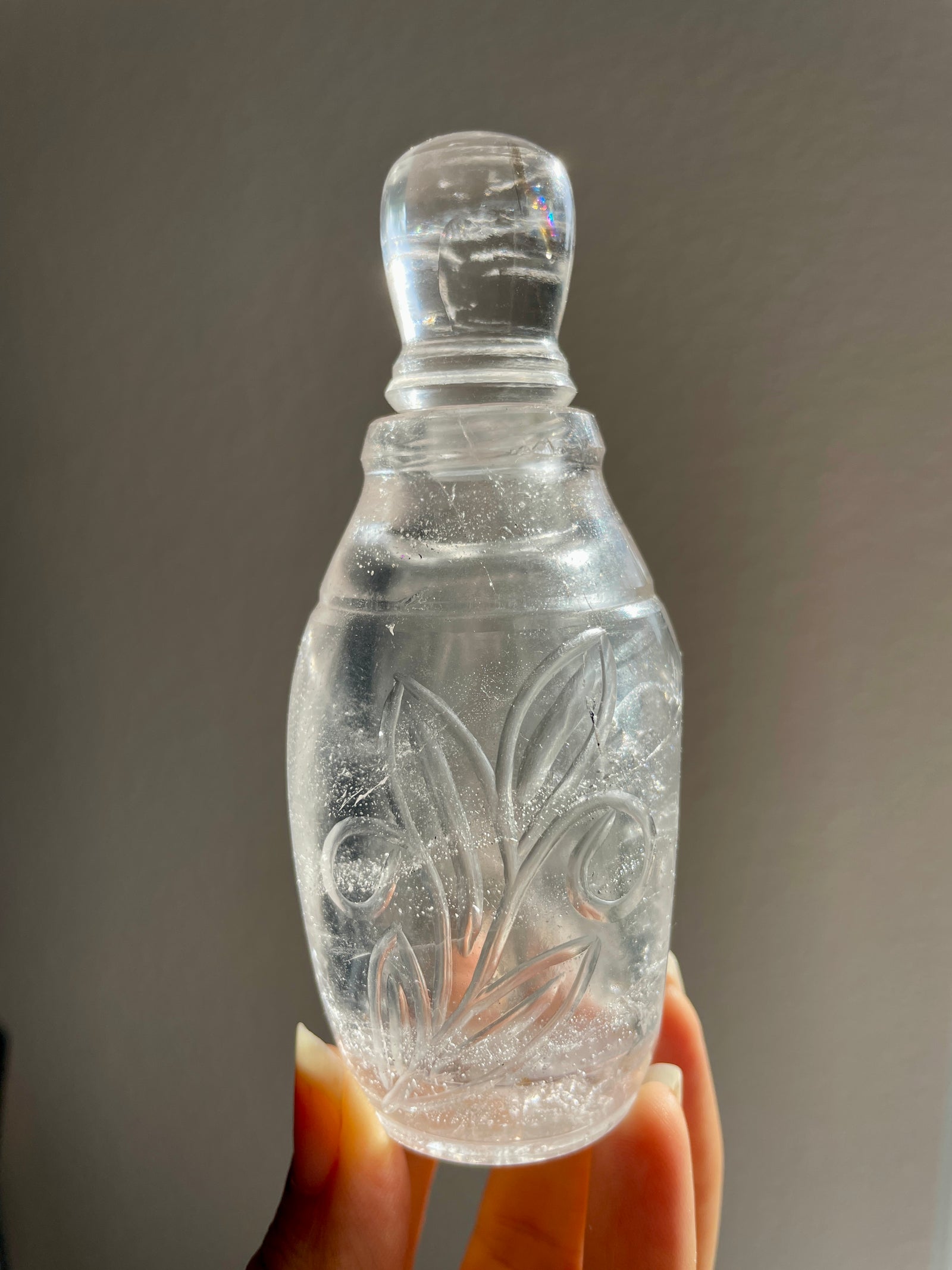 Hand-Carved Himalayan Quartz Bottle