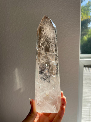 Smoky and Clear Brazilian Lemurian Tower