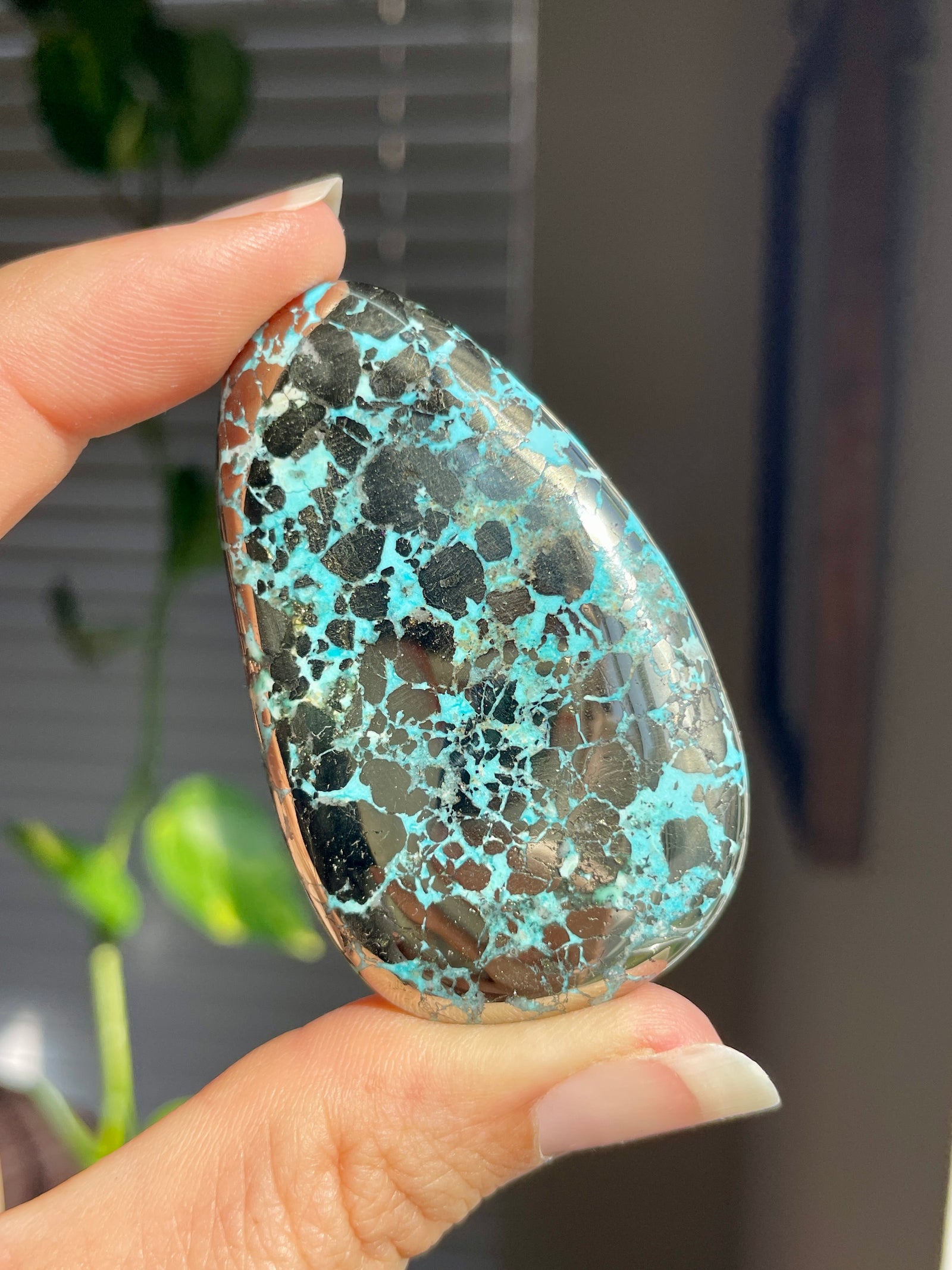 Turquoise and Pyrite Palm Stone