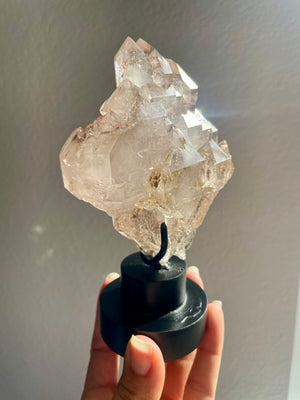Unpolished Elestial Quartz in Custom Stand