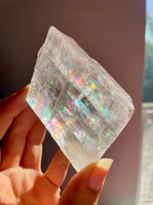 Optical Calcite Rhombohedron with Scolecite