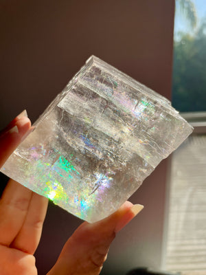 Optical Calcite Rhombohedron with Scolecite