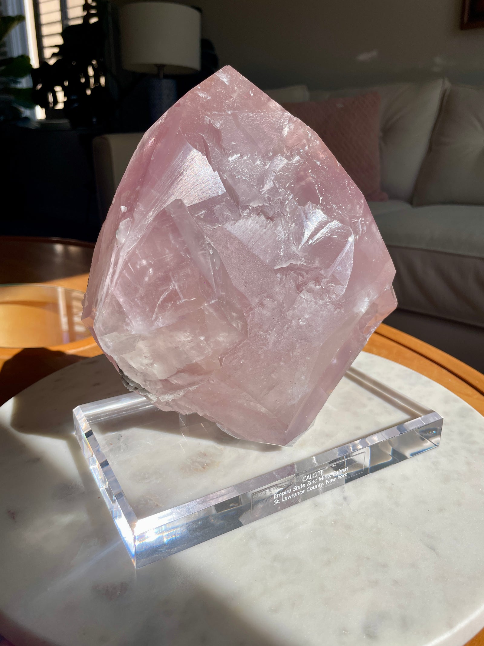 Double Terminated Balmat Calcite with Custom Acrylic Stand