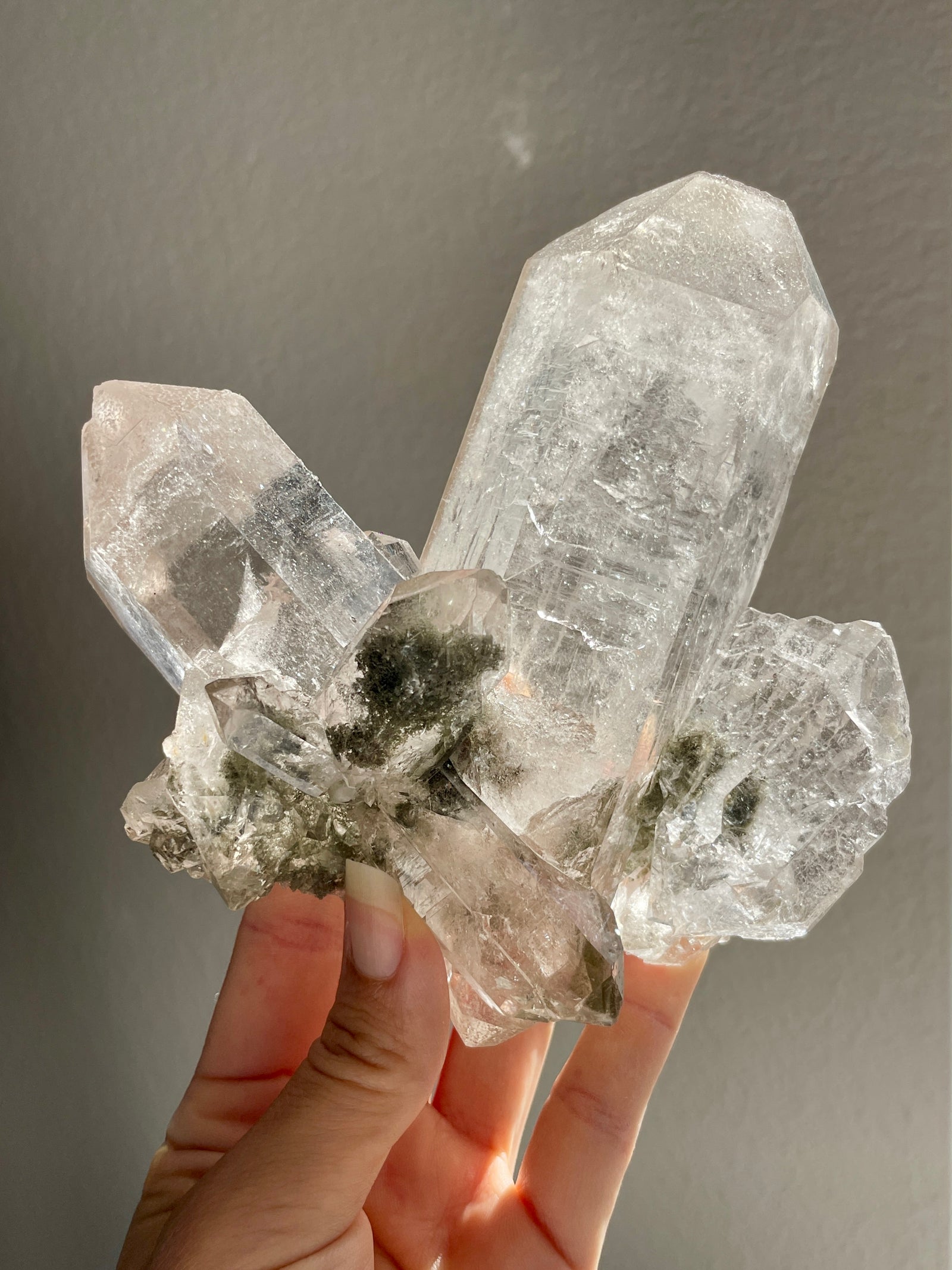 Italian Mont Blanc Smoky Quartz with Self Healing and Chlorite