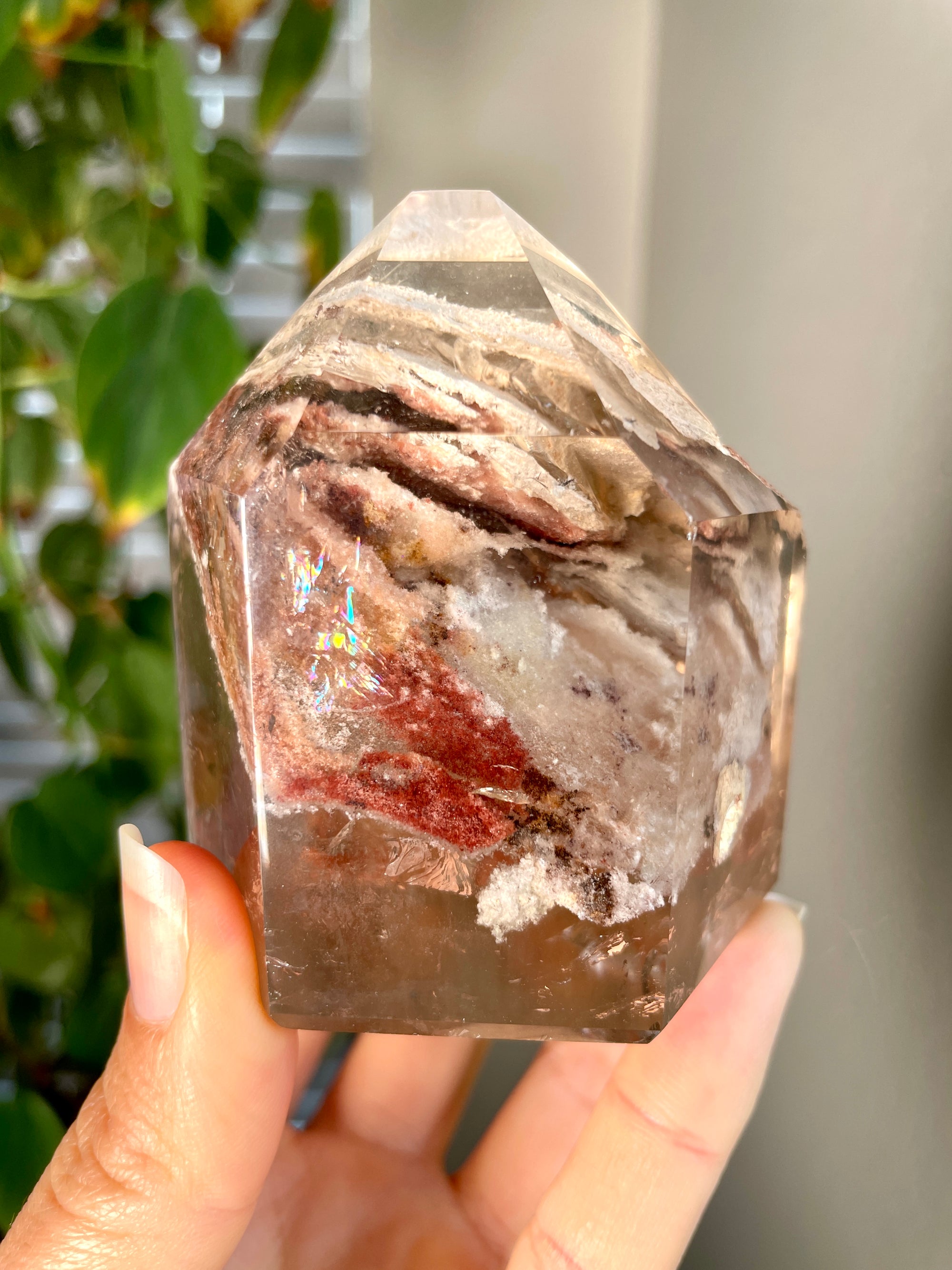 Colorful Included Quartz Tower~Partially Polished