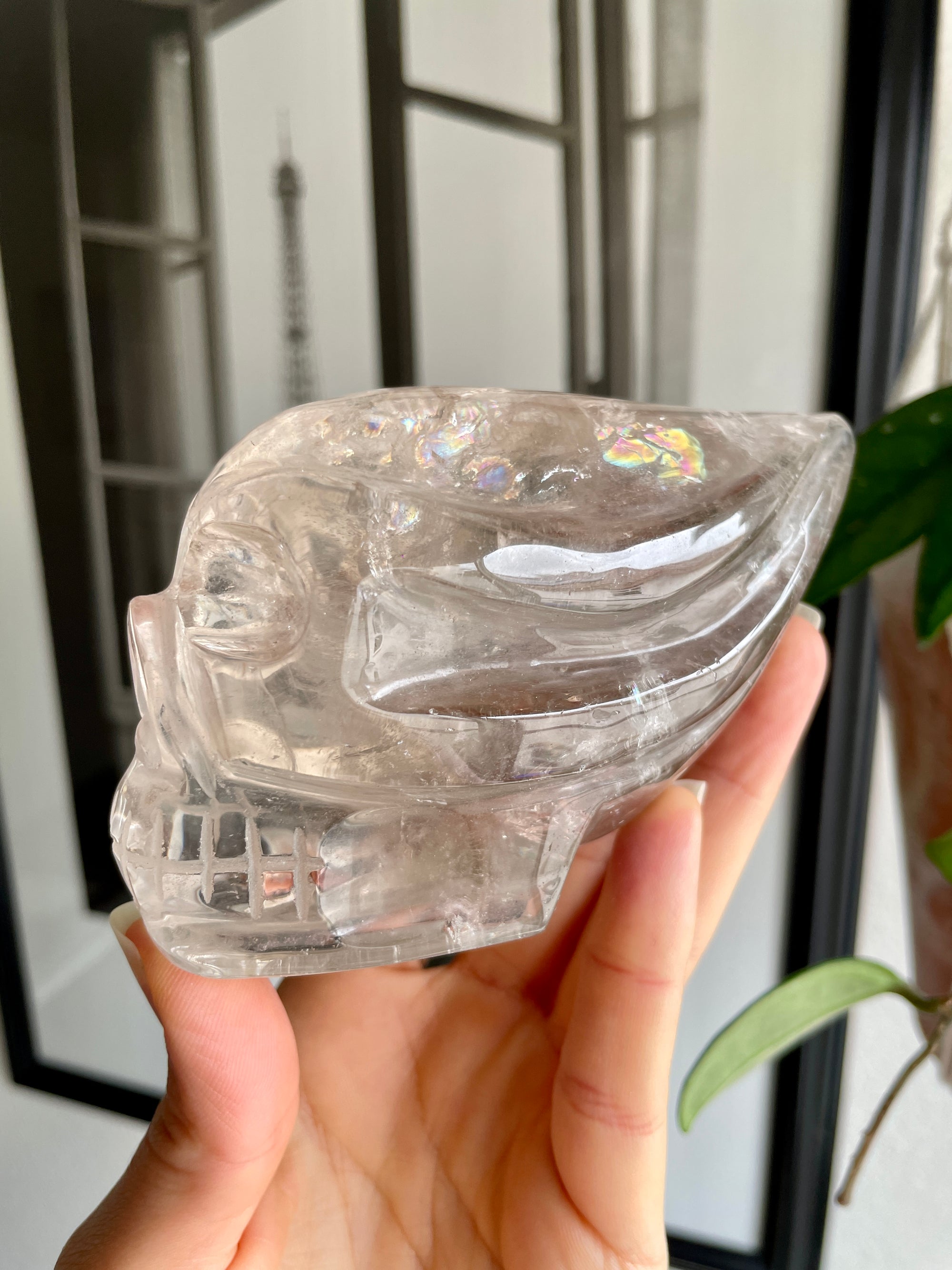 Smoky Lemurian Quartz Traveler Skull
