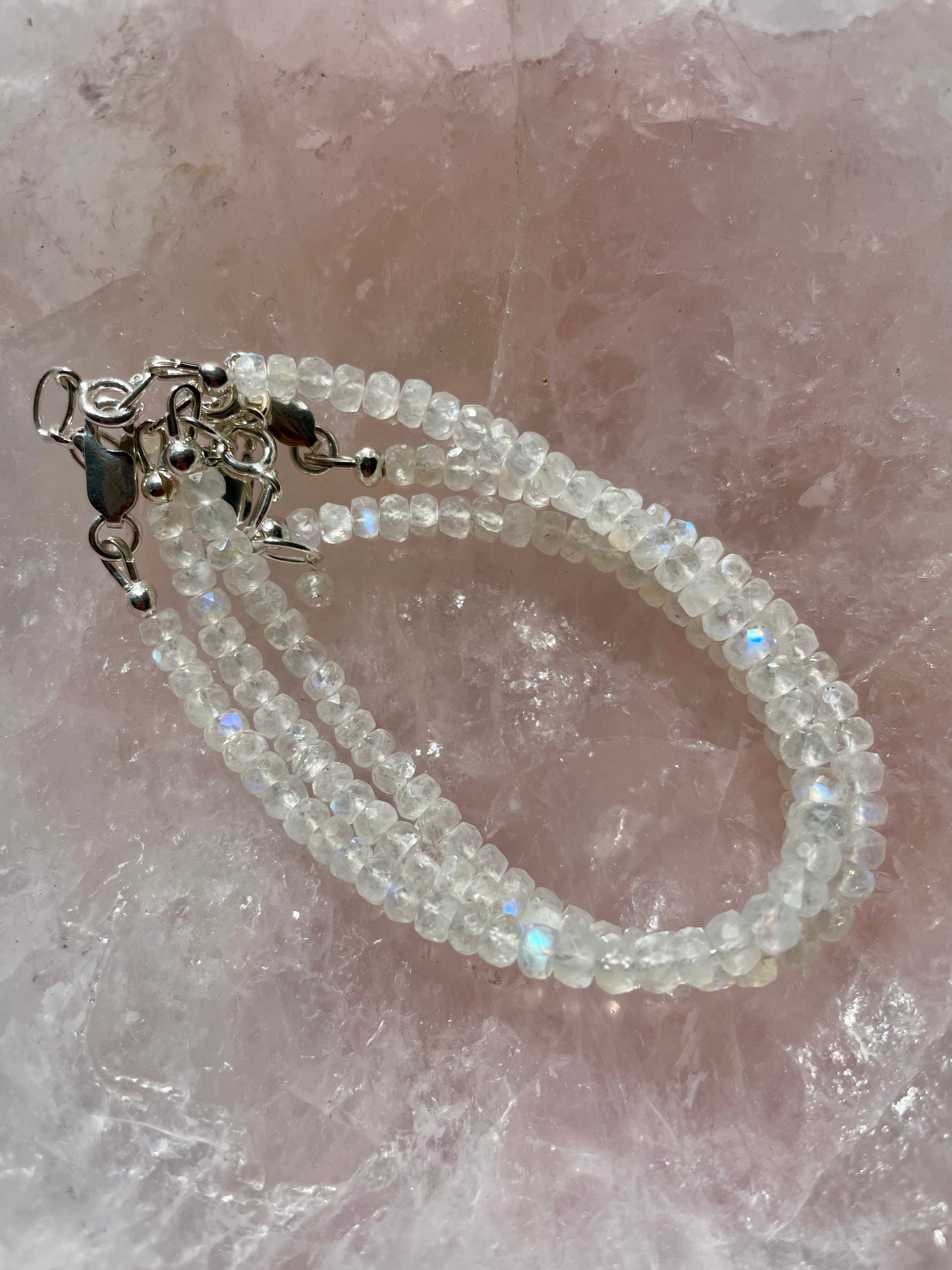 Rainbow Moonstone Bracelet in Sterling Silver