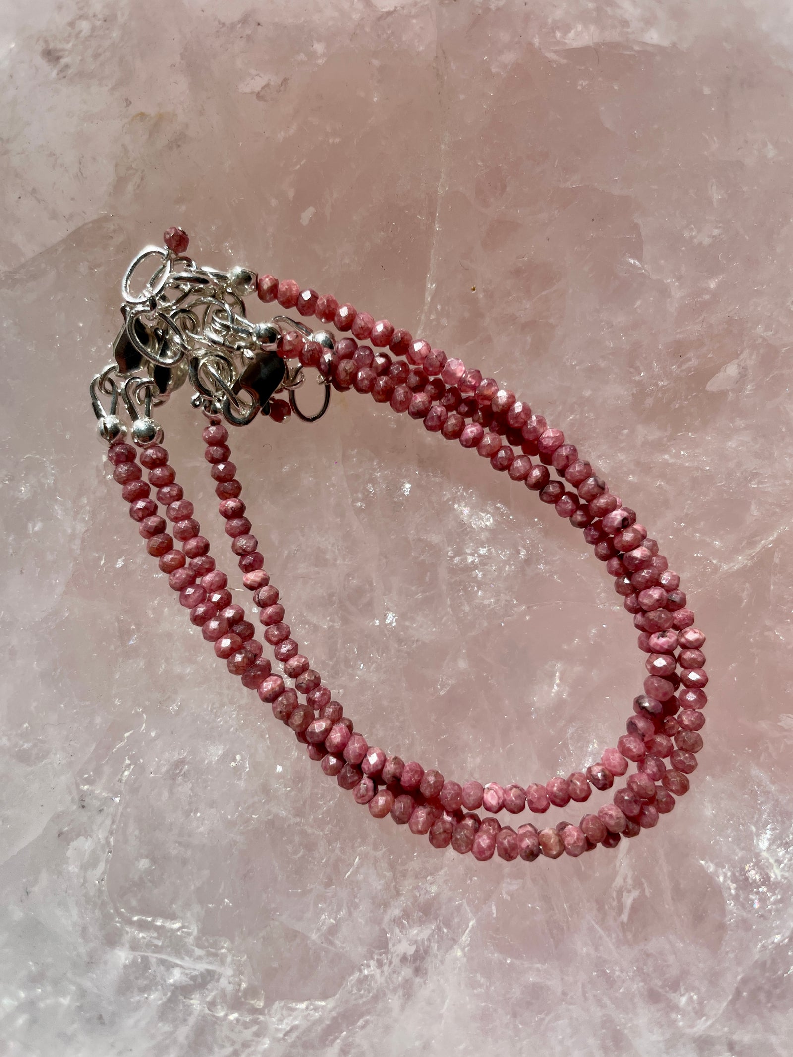 Rhodochrosite Bracelet in Sterling Silver