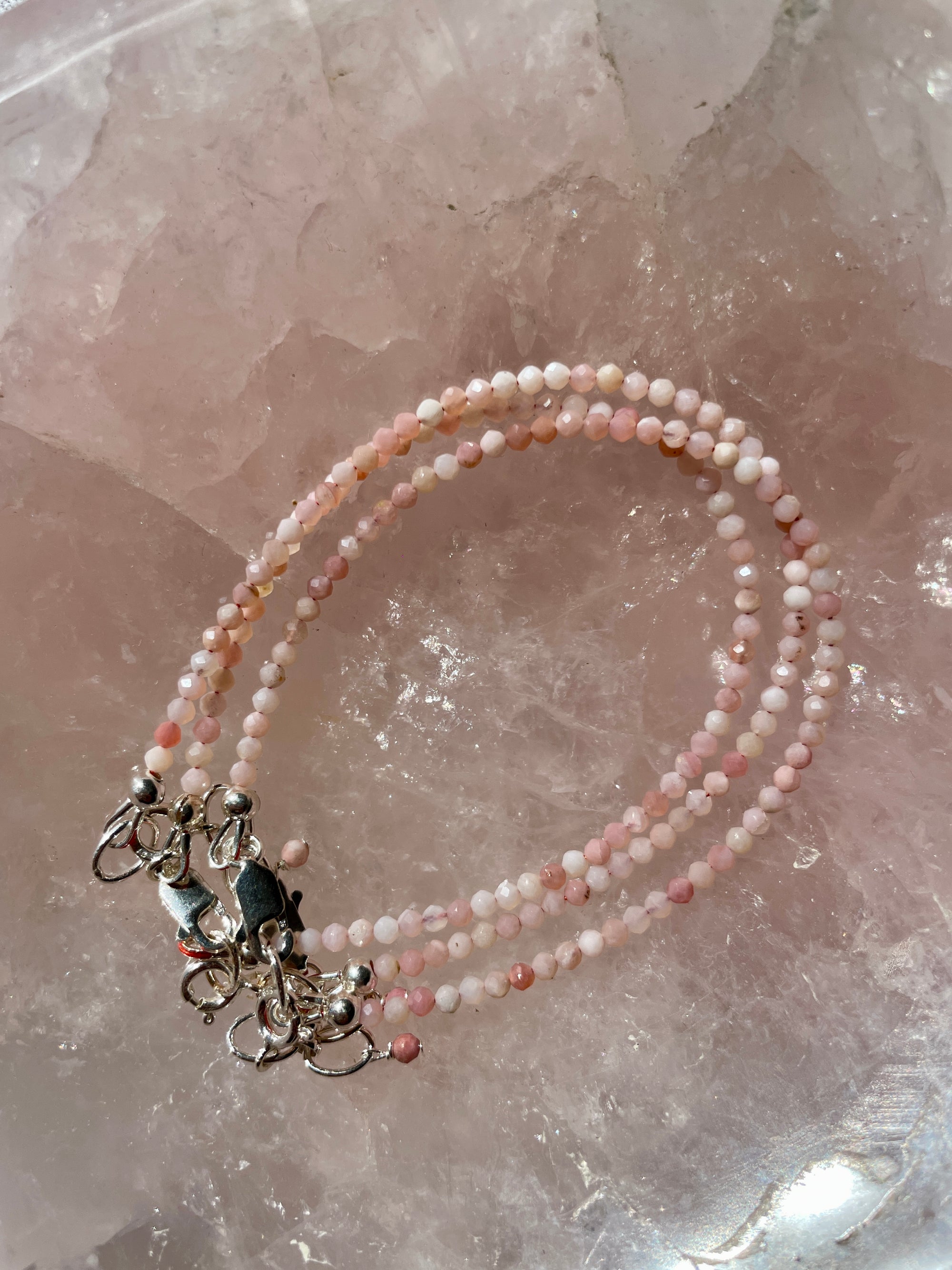 Pink Opal Bracelet in Sterling Silver