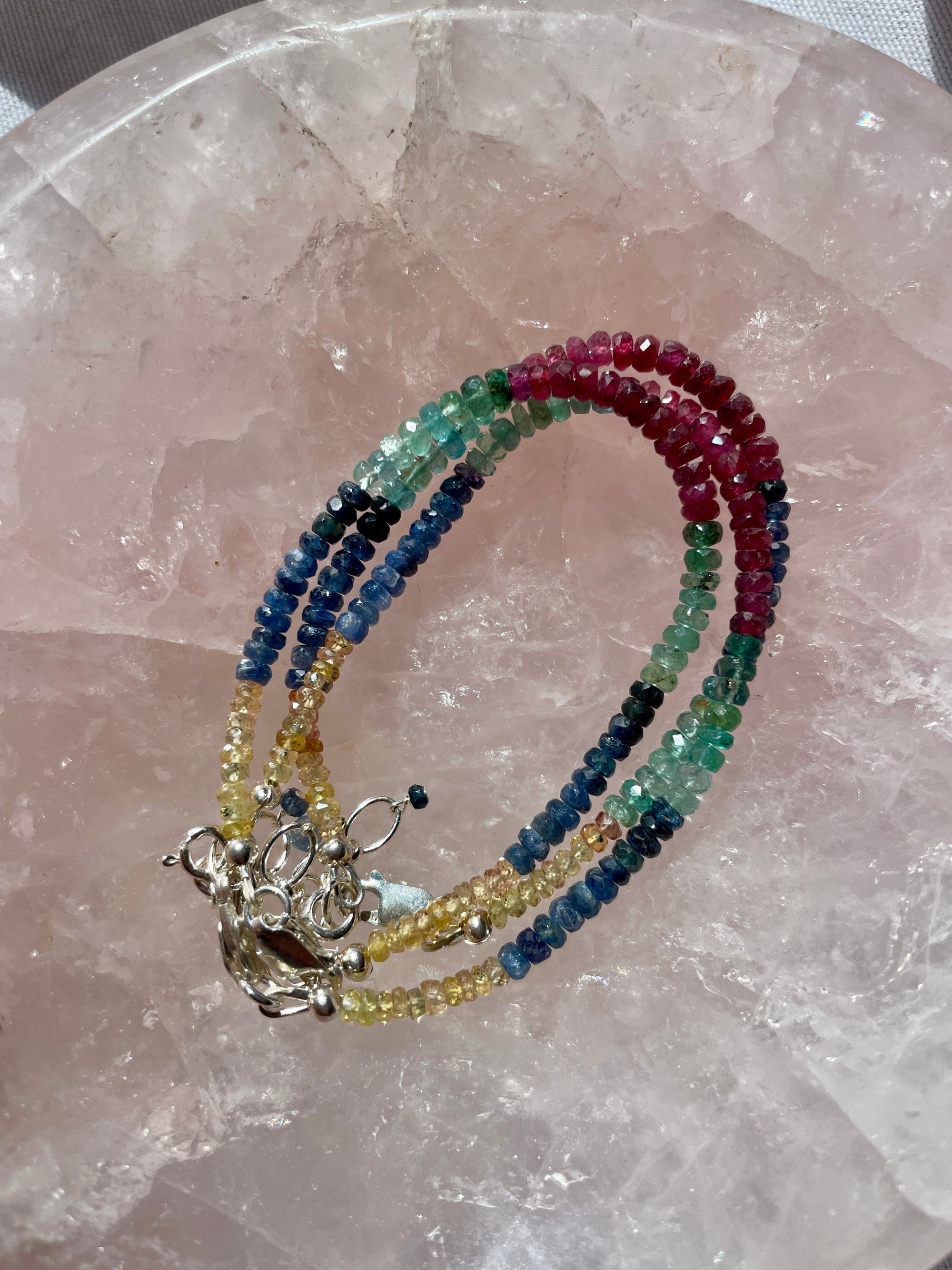 Sapphire, Emerald and Ruby Bracelet in Sterling Silver