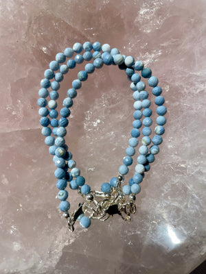 Blue Owyhee Opal Bracelet in Sterling Silver