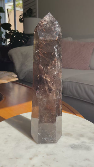 12" Tall Smoky Quartz Tower