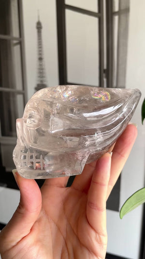 Smoky Lemurian Quartz Traveler Skull