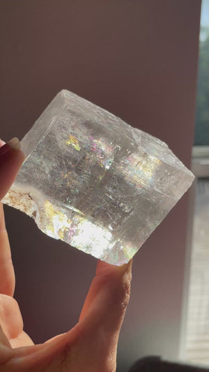 Optical Calcite Rhombohedron with Scolecite