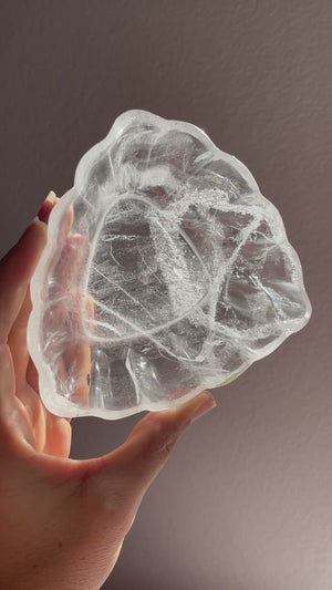 Himalayan Quartz Triangle Shaped with Scalloped Edge Bowl