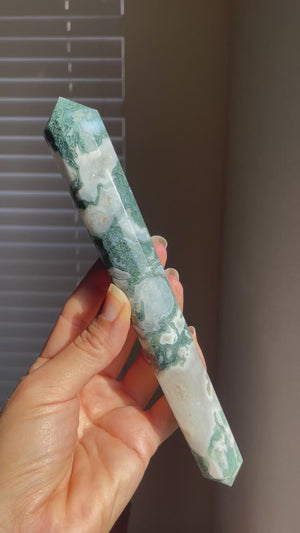 Moss Agate & Quartz Vogel