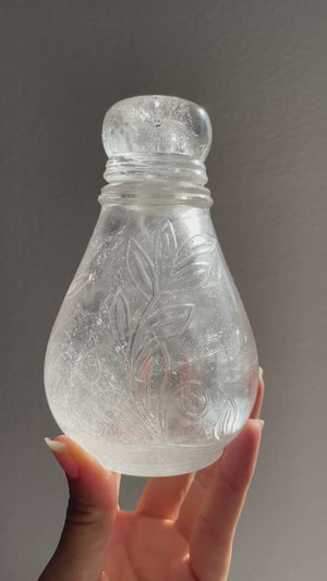 Large Hand-Carved Himalayan Quartz Bottle