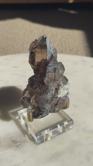 Mont Blanc Smoky Quartz Cluster with Hematite and Epidote