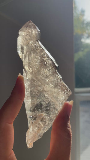 Tabby Smoky Elestial Quartz Point on Custom Stand