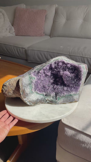 Amethyst Cluster Display Piece with Green Agate