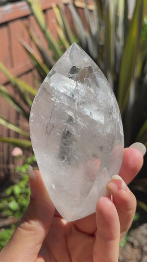 Clear Quartz Flame With 3 Penetrator Crystals