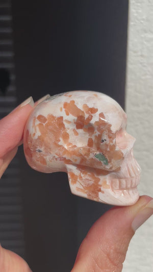 Peach Scolecite Skull