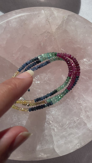 Sapphire, Emerald and Ruby Bracelet in Sterling Silver