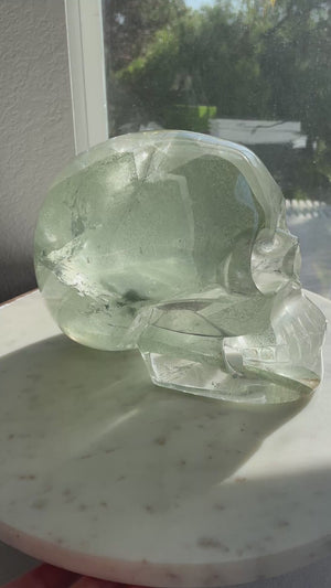 Human Size Himalayan Quartz Chlorite Phantom Skull