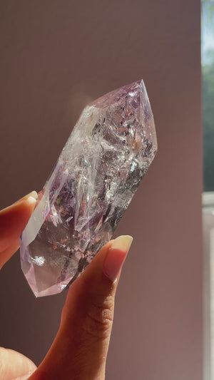 Double Terminated Amethyst Phantoms In Quartz with Rainbows