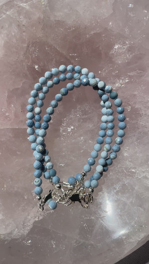 Blue Owyhee Opal Bracelet in Sterling Silver