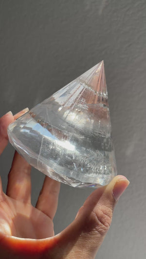 Faceted Himalayan Quartz Diamond Carving