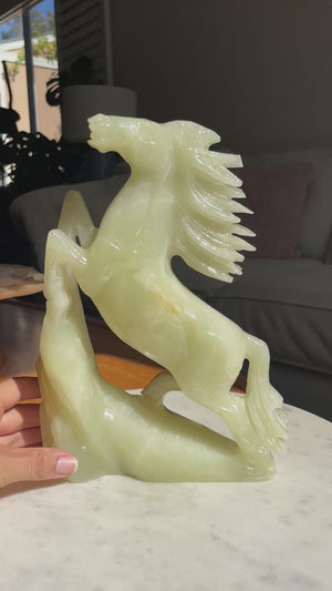 Green Onyx Horse Carving