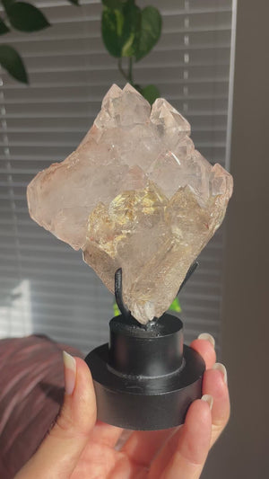 Unpolished Elestial Quartz in Custom Stand
