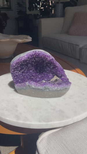 Amethyst Geode with Calcite & Goethite